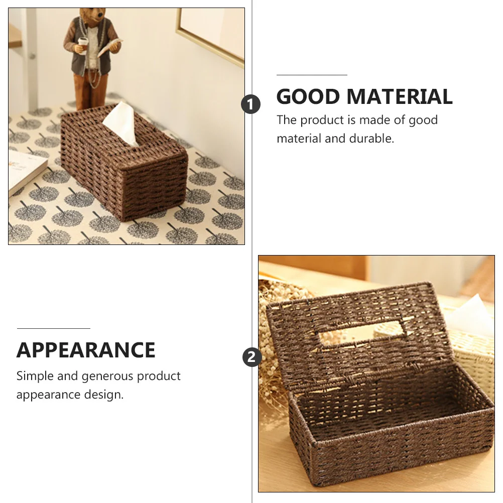 

Paper Towel Box Tissue Storage Container For Home Office Napkin Holder Woven Tissue Case Practical Household Organizer