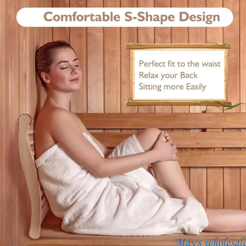 S-شكل تصميم ساونا كرسي الظهر ساونا الملحقات ساونا مسند الظهر خشبي مقاوم للانزلاق مريح مريح مسند الظهر 448A #3