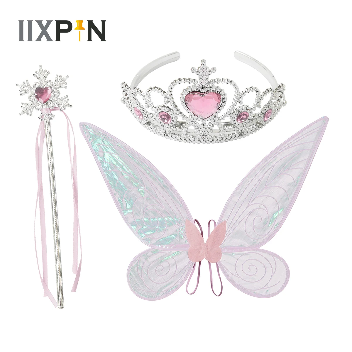 Cute Children Angel Fairy Costume Performance Props Gradient Color Princess Butterfly Wings Stick Hair Hoop Set Kids Dress Up