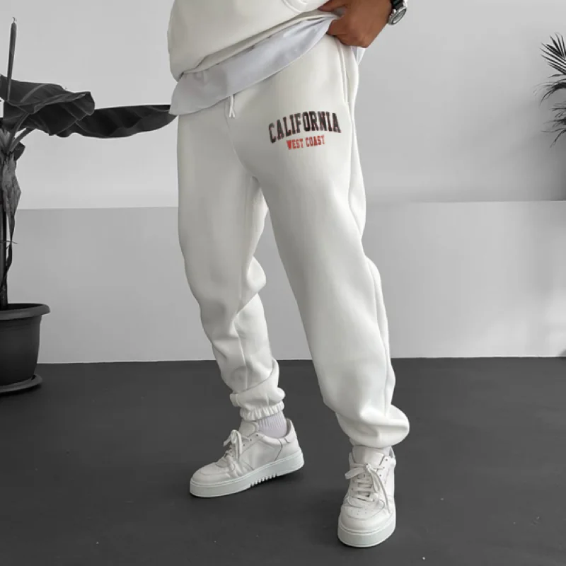 Men's Clean  Print Oakland  Sweatpants, Casual Drawstring Elastic Waist Jogger, Comfortable Streetwear Lounge Pants For Male