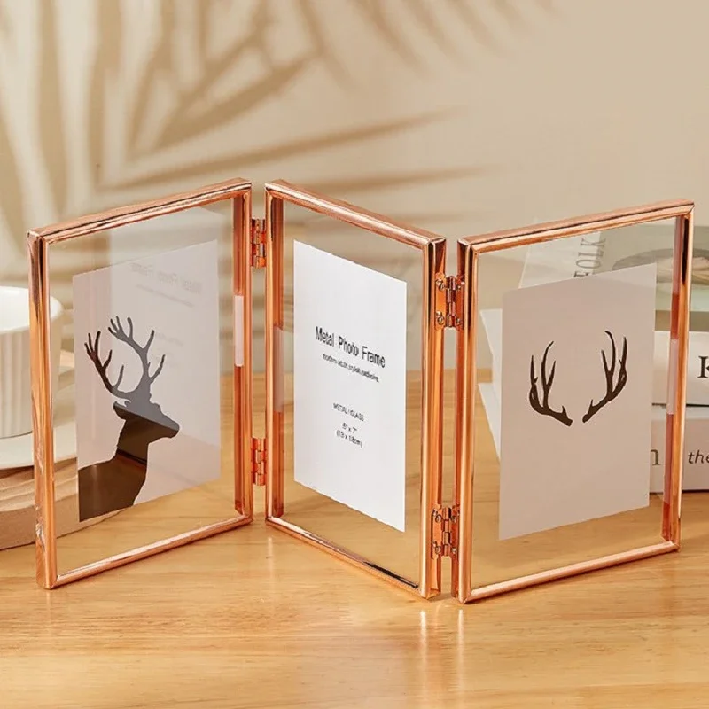 Transparent Triple-Fold Metal Photo Frame Display – Elegant and Durable Frame for Home or Office Décor Home Decor