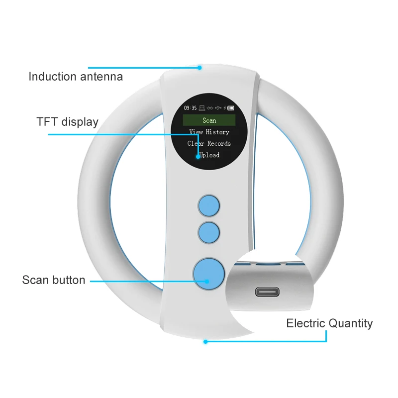 Animal Tag Reader 134.2Khz 125Khz Animal Chip Scanner 500 Records Memory Pet Microchip Reader