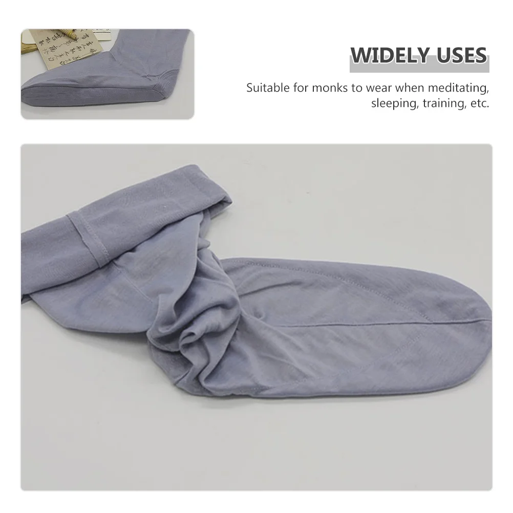 1 par meias de monge meias de algodão respirável confortável todas as estações meias monge budista simples design cinza claro