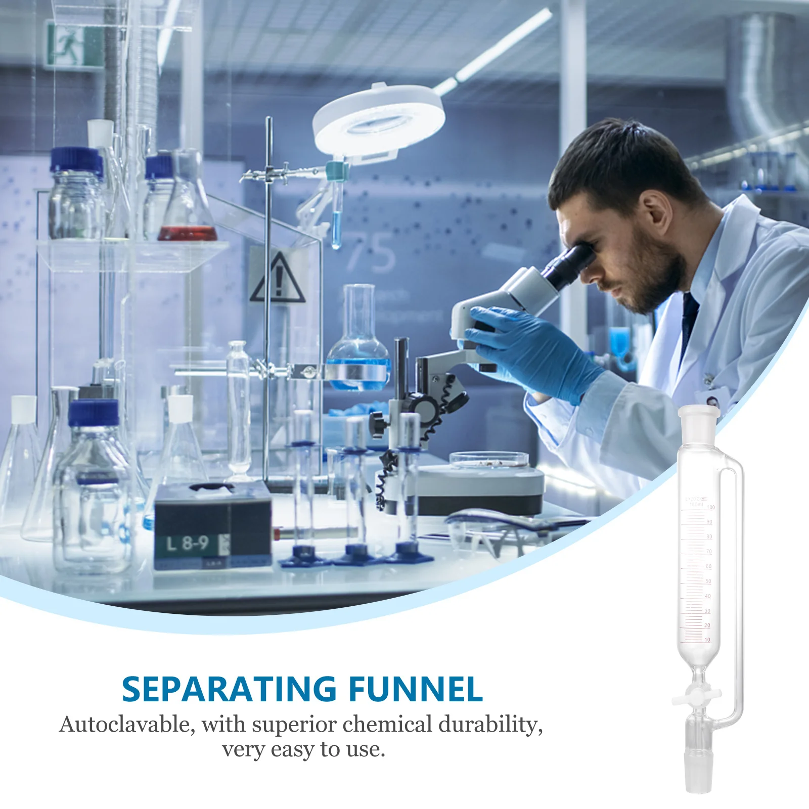 

Glass Separatory Experimental Funnel Separation Liquid Cylindrical Equipment Distiller Device Funnels