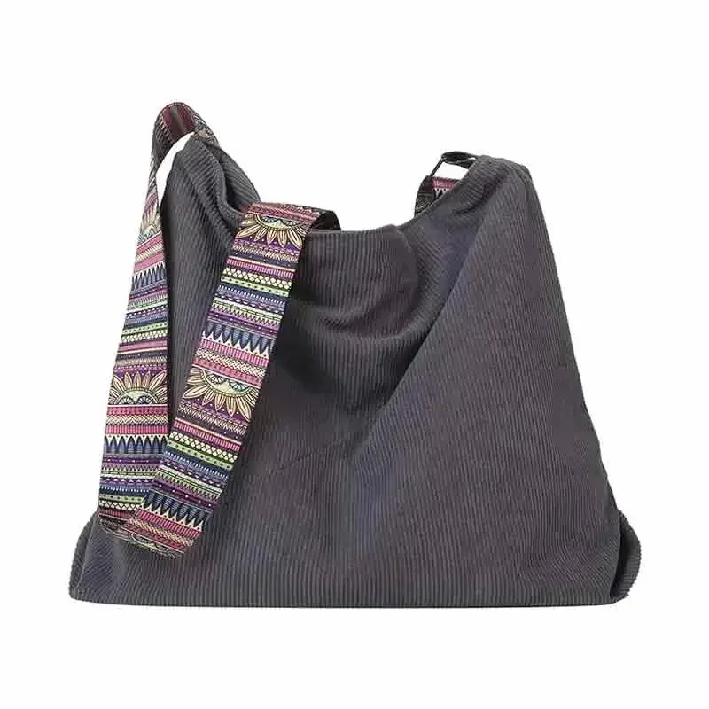 BBA156 Bolso de mano de pana para mujer Hobo de hombro grande