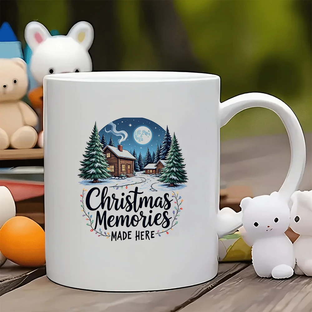 

11oz Mugs + Cartoon Christmas Illustration Cups Christmas Gift Kids Water Cups Family Office Coffee Cup Set