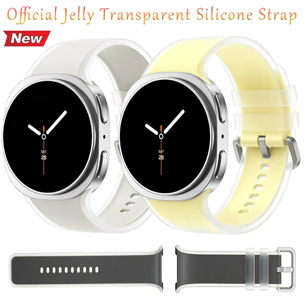 Offizielles Silikonarmband für Samsung Galaxy Watch 9 8 40mm 44mm Sport Liquid Jelly Transparentes Armband Galaxy Watch 8 Classic 46mm