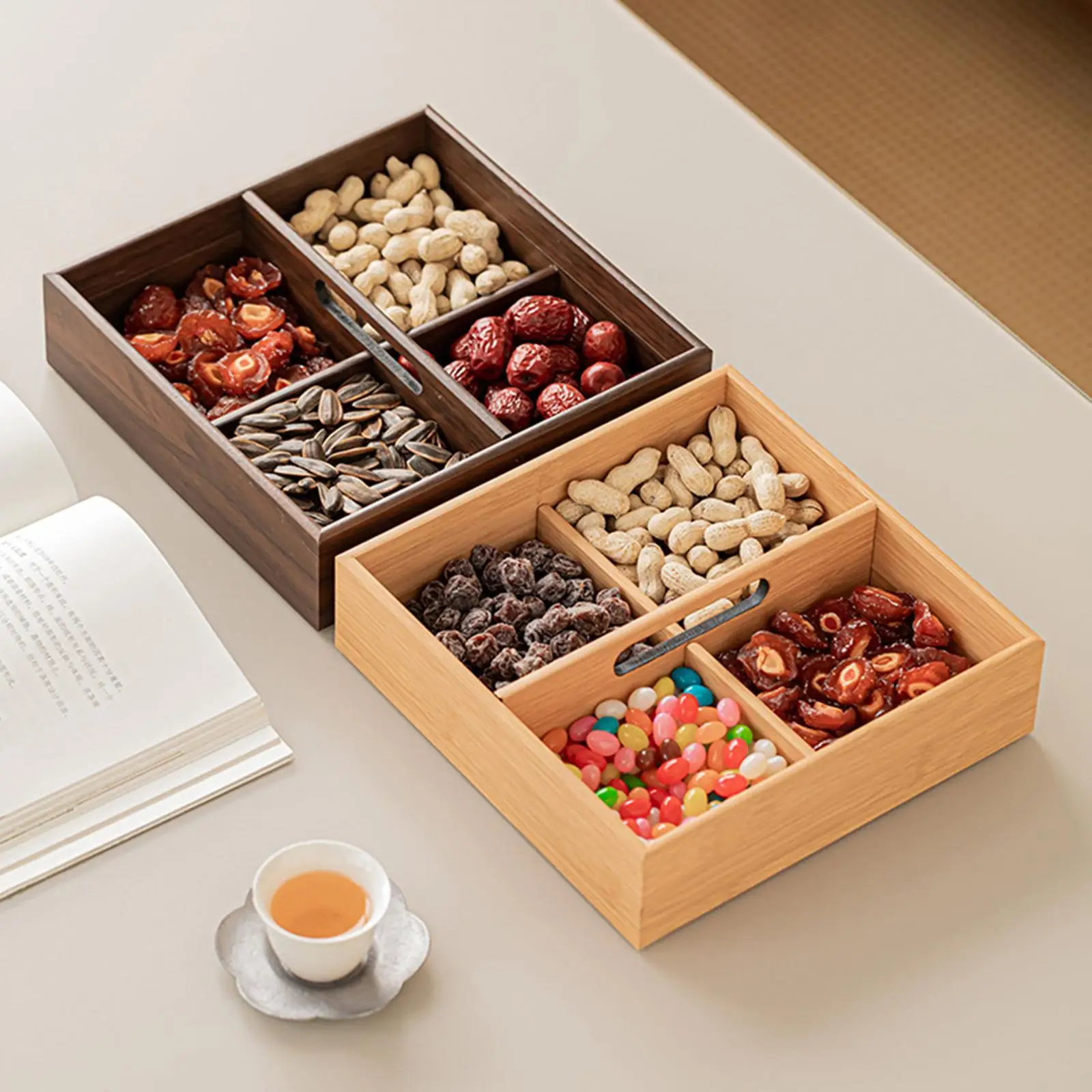 Snack Nut Tray Nut Container Lightweight Multifunctional Portable 4 Compartment