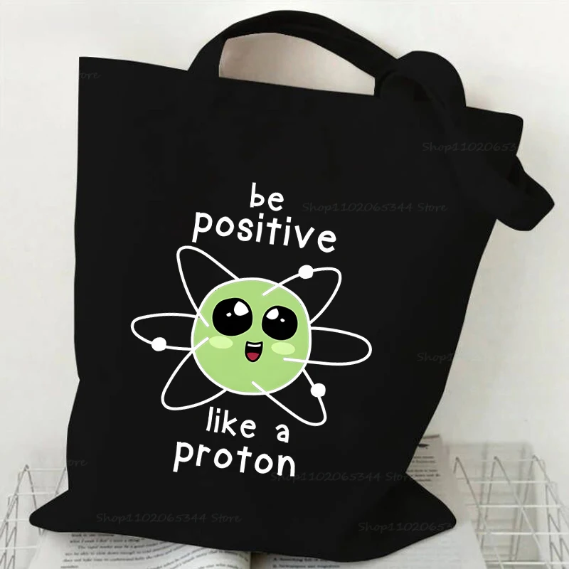 Funny Cartoon Organism and Opossum Canvas Tote Bag Vintage Chemical Biology Teacher Gift Shopping Bags Women Men Fashion Handbag