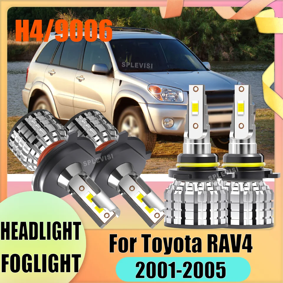 

SPLEVISI Clear White LED H4/9003 Headlight 9006/HB4 Foglamp Bulbs 6000k 120W/Bulb For Toyota RAV4 2001 2002 2003 2004 2005