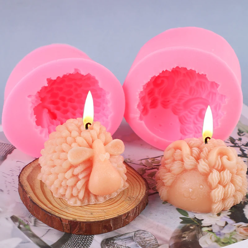 귀여운 양 모양 향초 소이 왁스 장식 모양 양초 석고 몰드 장식 DIY