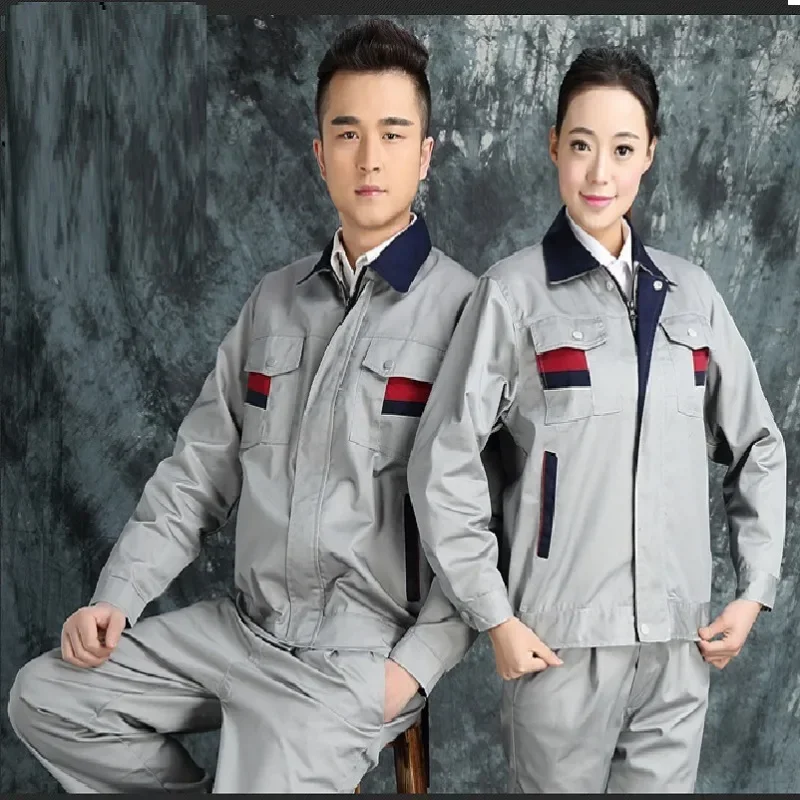 Worker Uniforms Spring Wear-resistant Work Clothing Long-sleeves Men Women Mechanical Auto Repair Reflective Working Coveralls