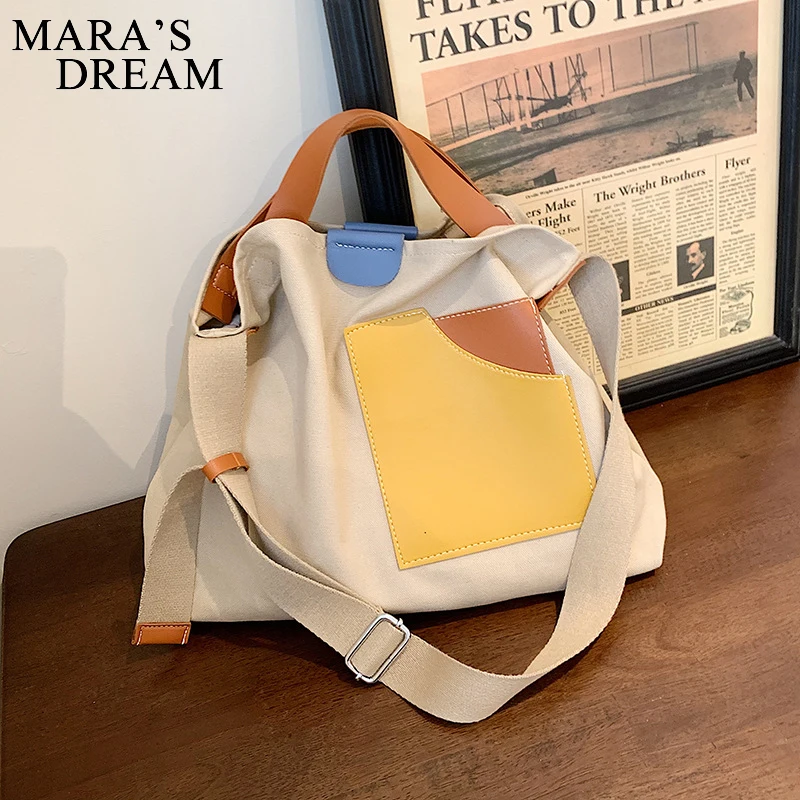 Mara\'s Dream proste łączone płótno duża pojemność torby Crossbody dla kobiet dorywczo torba torebki trendy torby na ramię