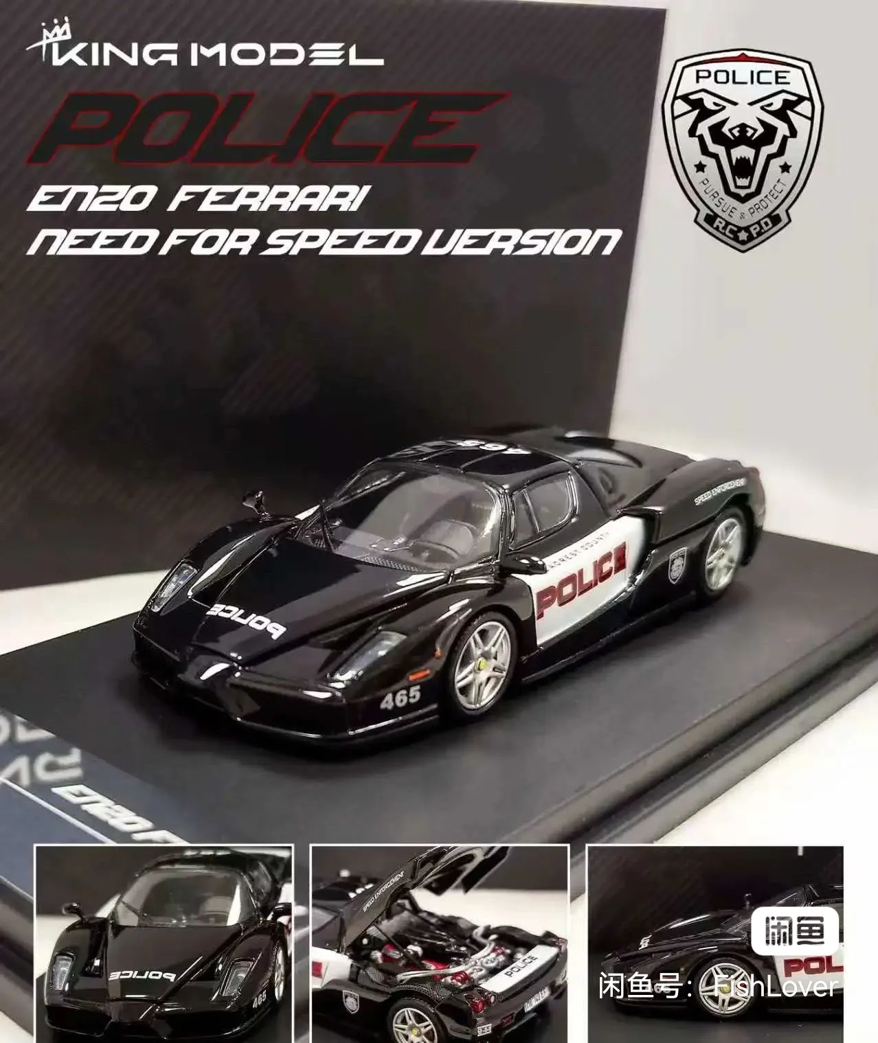 2025 Gtshow KING MODEL 1:64 ENZO Polizei braucht Geschwindigkeitsversion. Limitierte Auflage zur Ausstellung