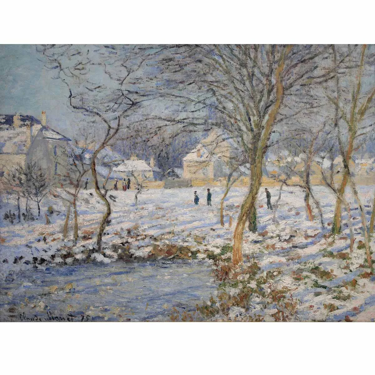 

Claude Monet oil paintings,La Mare, snow effect,Landscape oil painting on canvas,Hand painted famous painting replica,Room decor