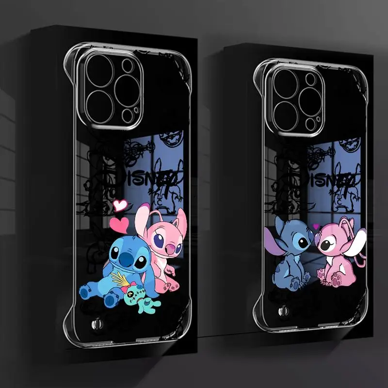 phone case for Apple iphone 16 15 pro max cases 11 16plus 12 14 13 borderless cooling clear fundas Cartoon Disney Stitch Angies