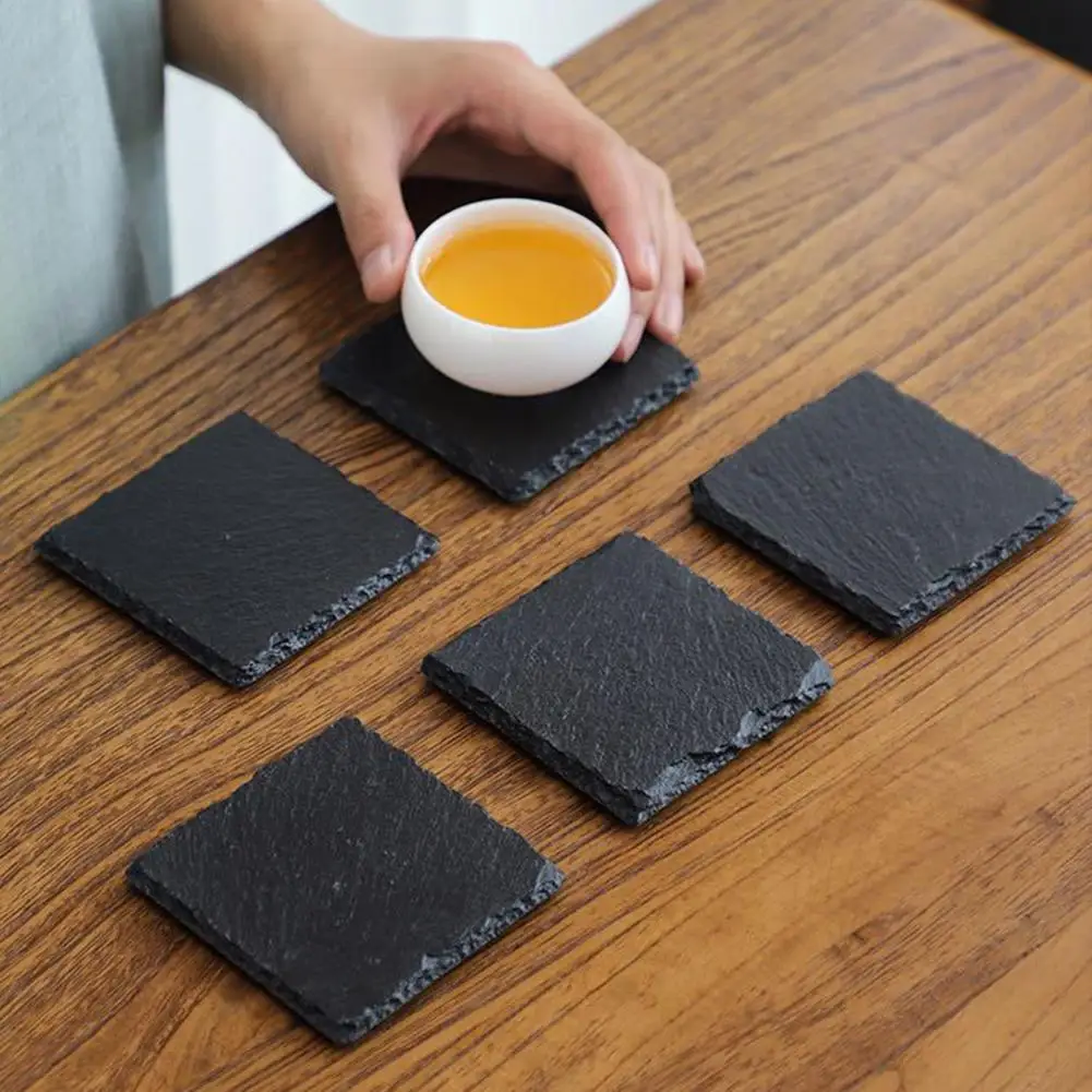 Cup Coaster Stable Reusable Wide Application Home Cafe Restaurant Slate Stone Drink Coaster   Stone Tea Coaster  for Gifts