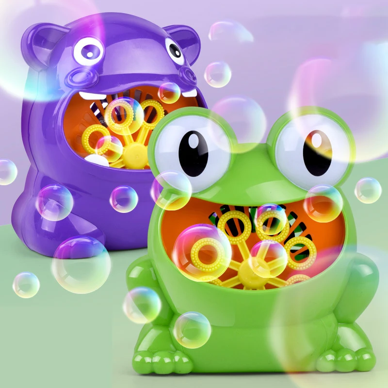 New Bubble Gun Cute Frog Automatic Bubble Machine Soap Water Bubble Blower Music Outdoor Toys for Kids juguetes brinquedos Toy