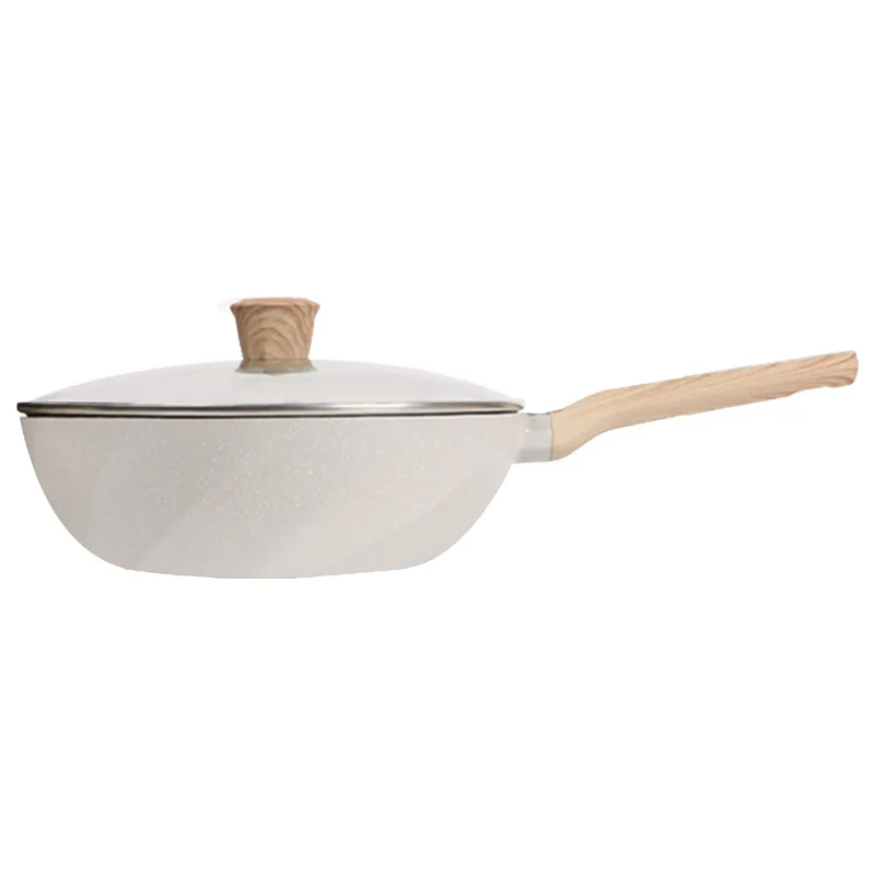 

White Titanium Fried Household Maifanshi Non-stick Pan Household Cooking Pot