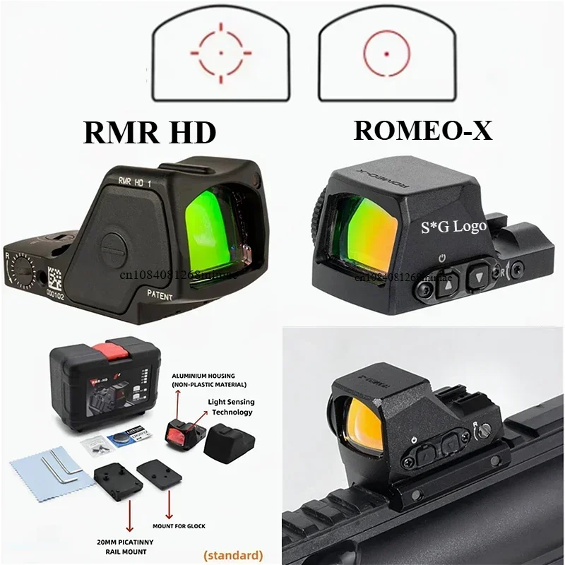 Red Dot Sight ROMEO-X Reflex Optic for GLOCK Pistol Handgun Mini Airsoft Rifle Scope Sight 20mm Picatinny Rail Mount