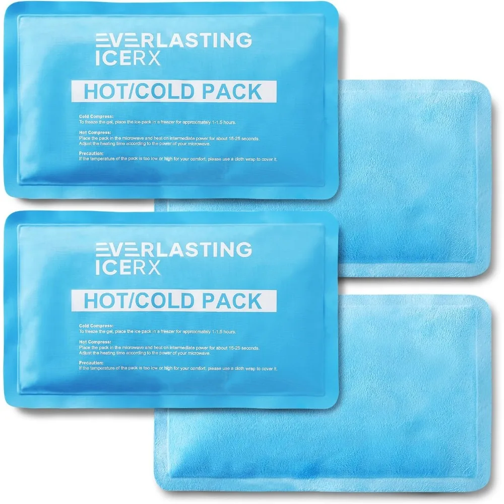 Reusable Hot Cold Gel Packs Large 4 Pack Therapy for Injuries Pain Relief 10x5