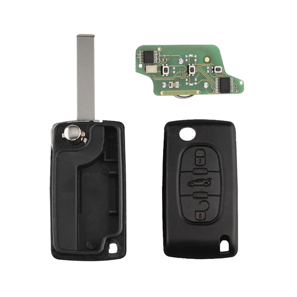 Flip Folding Remote Key Shell Three Button Chip Keyless Fob ABS Material for Citroen C8