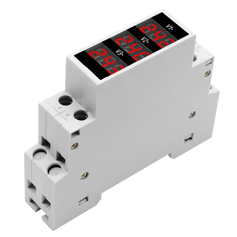 ABNO-BV-3R LED ثلاث مراحل الفولتميتر شاشة ديجيتال صغيرة وحدات الجهد متر 80-500VAC Din السكك الحديدية V1 V2 V3