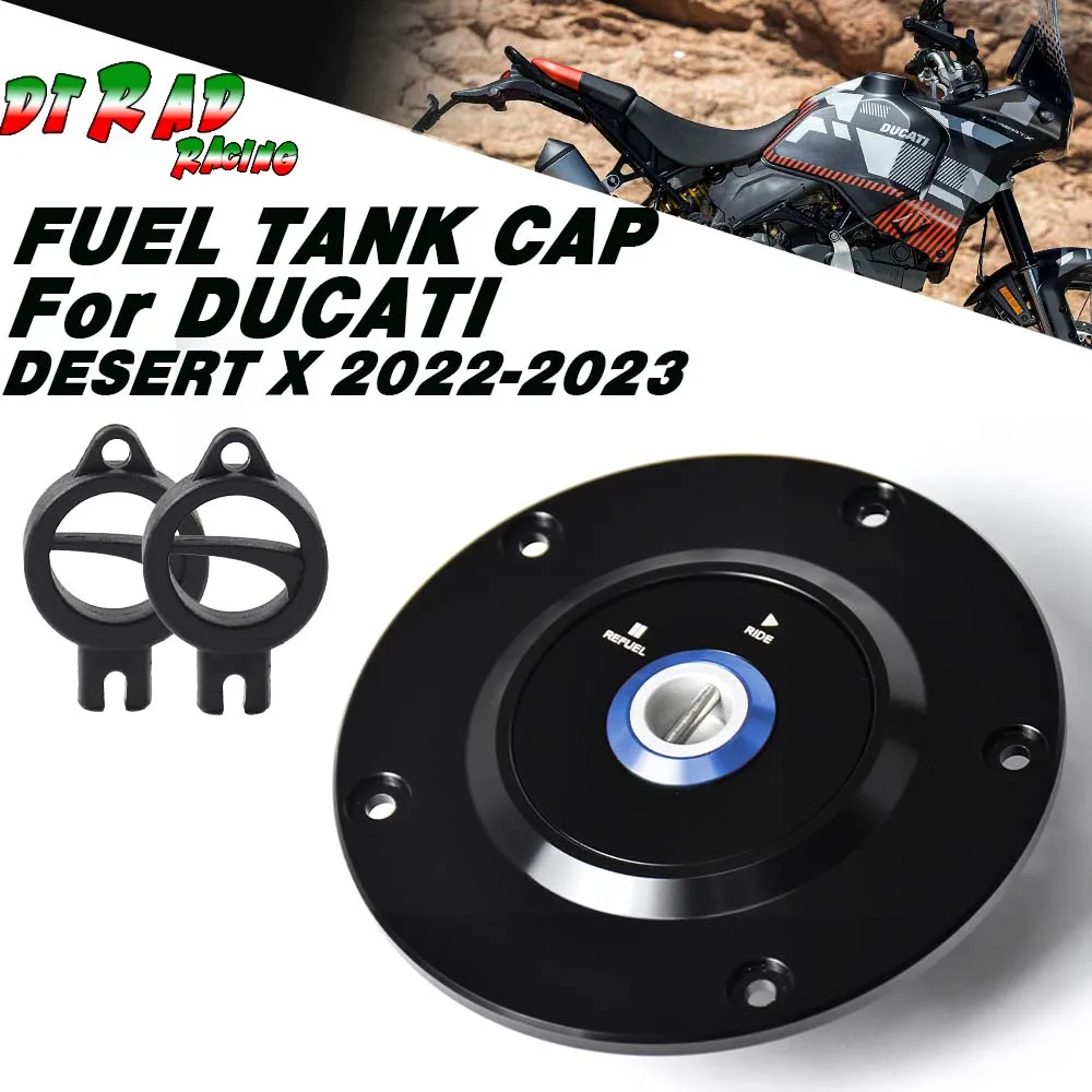 

For DUCATI DESERT X 2022-2023 New Aluminum Fuel Tank Cap Motorcycle Key Plug Lockable System Oil Gas Cover Modified Accessories