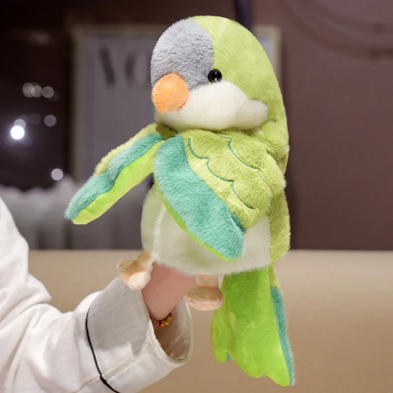 20cm Cute Bird Plush Toys Parrot Cosplay Plush Doll Educational Baby Toys Kawaii Cockatiel/Budgerigar/Monk Parakeet Hand Puppet