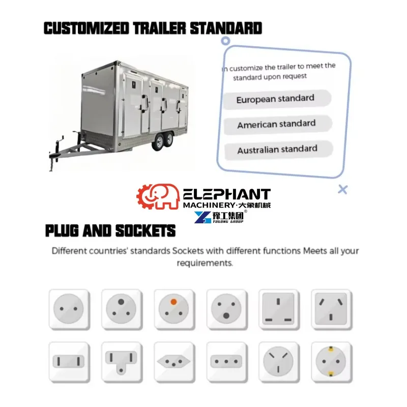Modern Portable Toilets Mobile Restrooms Outdoor Mobile Bathroom Trailer Washroom for Camping Construction Durable Toilet