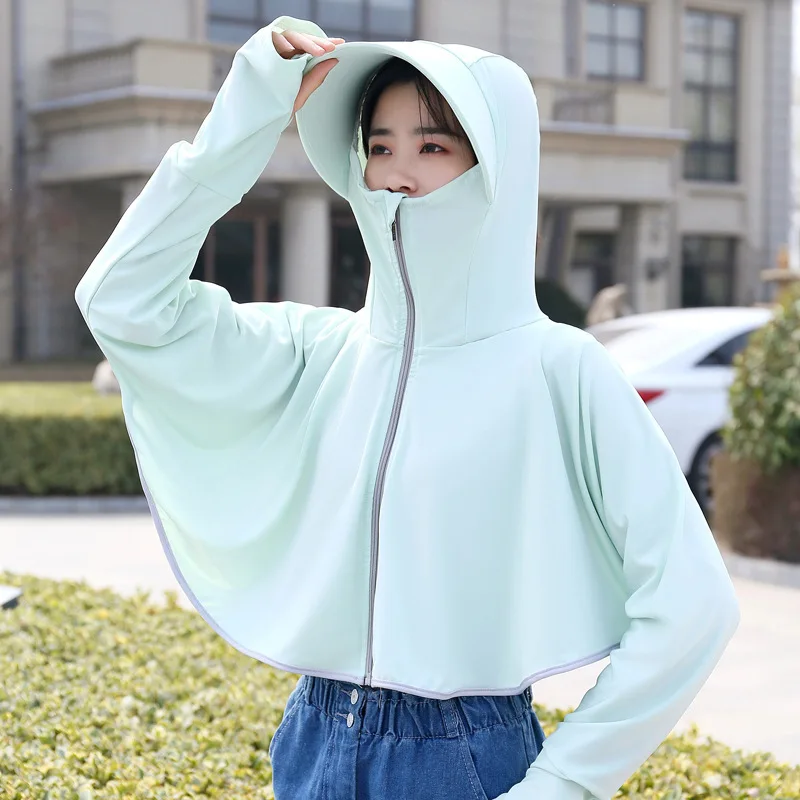 New Women Summer Wide-Brim Outdoor Sun Protection Jacket Girls Casual UV-Protection Coat Student Travel Lady Sport Sunshade Top