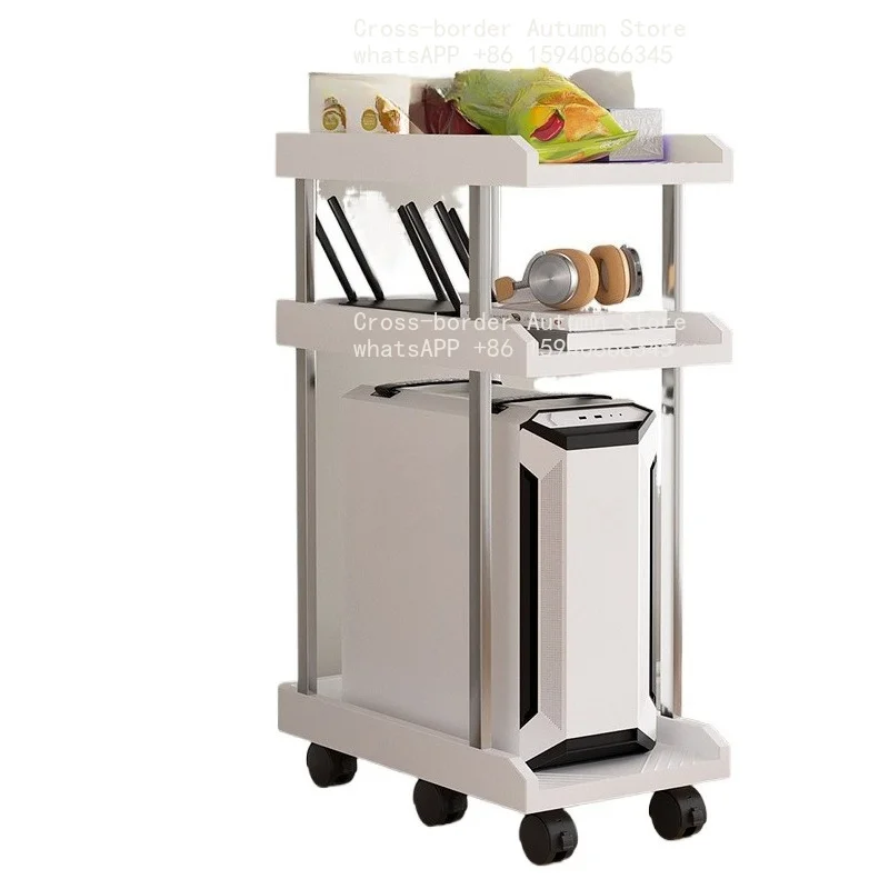 Rolling Computer Tower Cart, Space-Saving Desk Organizer with Open Shelves, Ventilated Design for Heat Dissipation