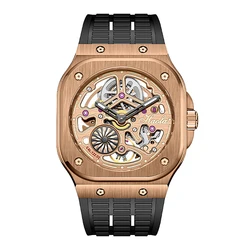 Haofa Square Automatic Mechanical Mens orologi da polso Luxury Luminous Sapphire Skeleton Movement Watch montre homme automatic 1960