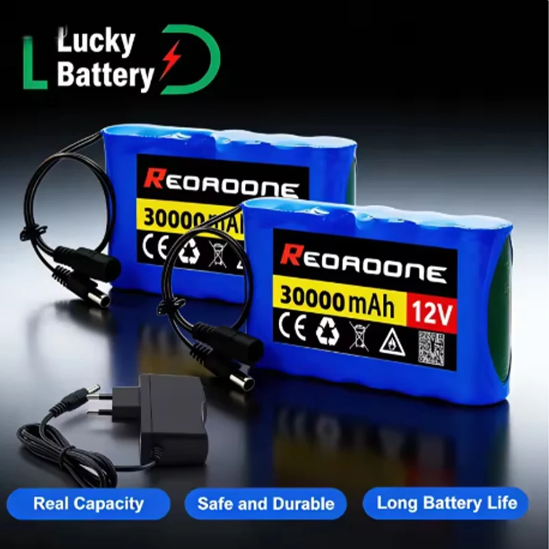 Batteria al litio portatile da 12 V e 30 Ah con sistema di gestione della batteria (BMS) integrato, protezione da sovracorrente e scarica eccessiva, batteria ricaricabile per sistemi solari,