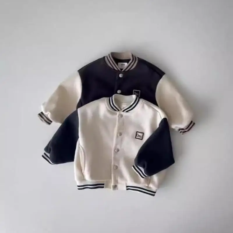 2024 Autumn New Baby Long Sleeve Casual Coat Toddler Boy Girl Baseball Uniform Infant Versatile Patchwork Jacket Kids Cardigan