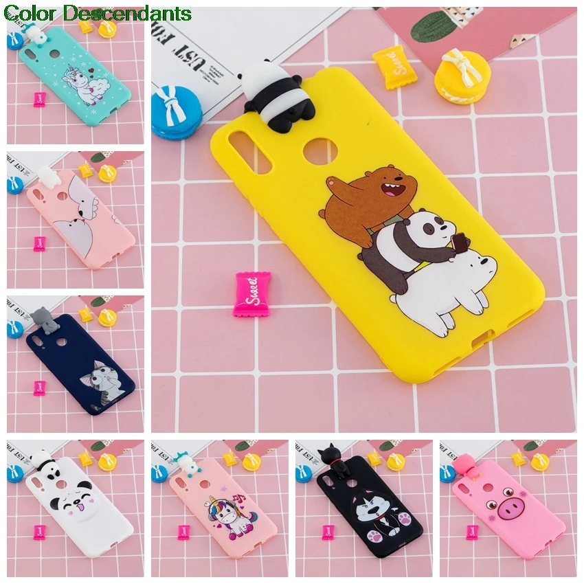 Silicone Soft For Coque Huawei Y7 2019 DUB-LX1 DUB-L21 Case 3D Cartoon Panda Unicorn Case for Huawei Y7 Prime 2019 DUB L21 LX1