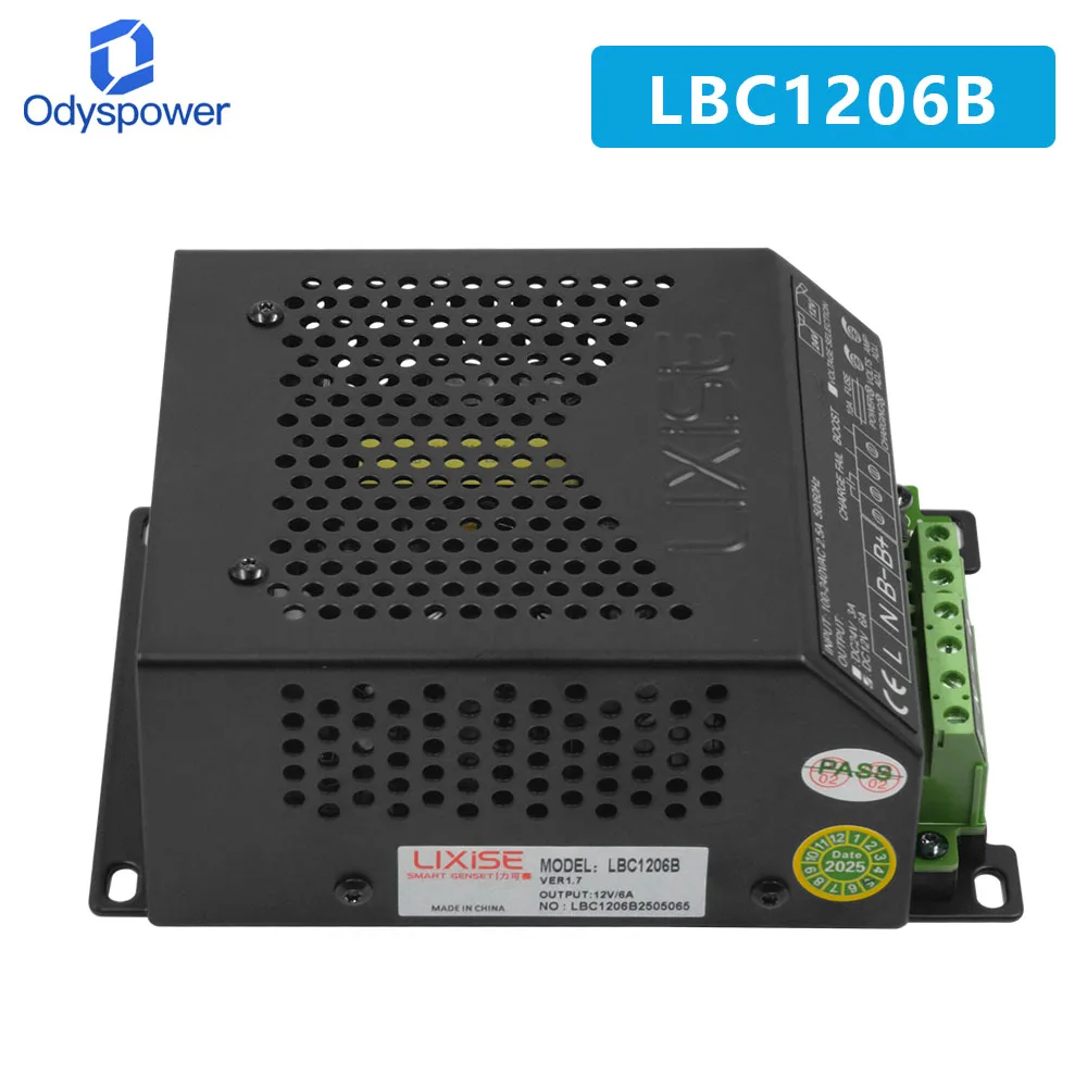 LIXiSE LBC1206B Intelligent Battery Float Charger, 12V 6A Generator Power Supply for Diesel Genset Replacement Spare Part