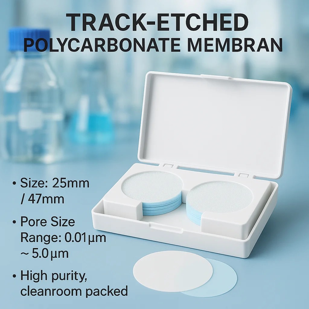 مسار البولي كربونات المحفور PCTE غشاء نانوبور مرشح الترشيح الفائق النووي لترشيح الدهون