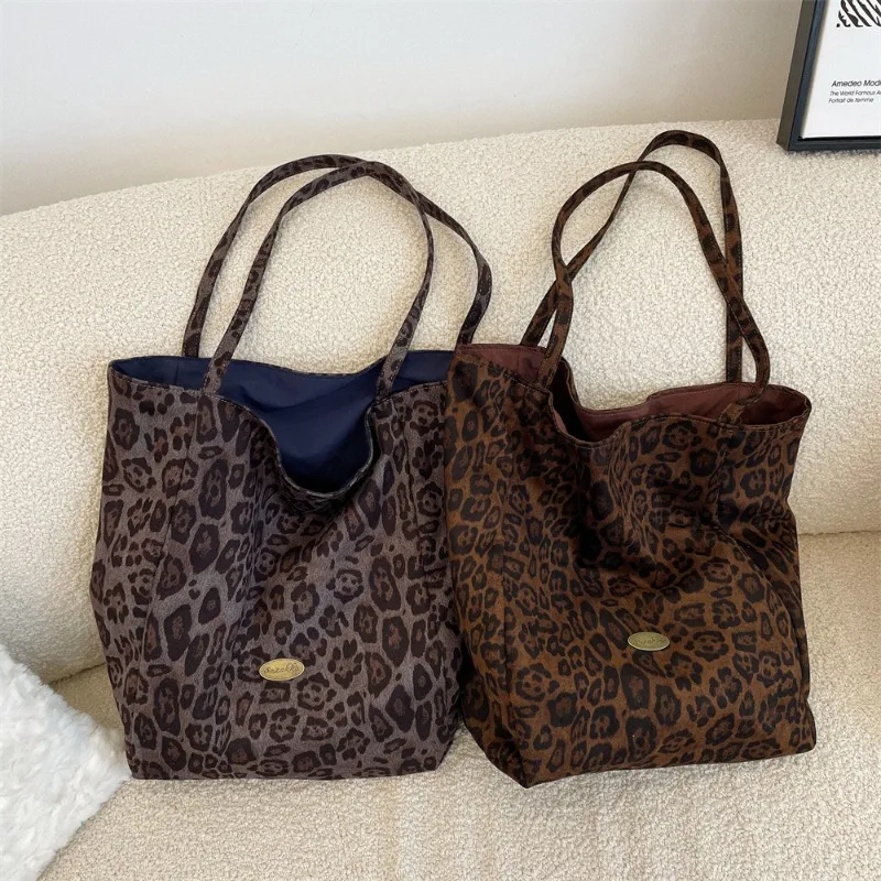 

Leopard Print Fashion Tote Bag Women's Large-capacity Bag New Trendy Double-sided Bag Portable Commuter Shoulder Bag Daily Bag