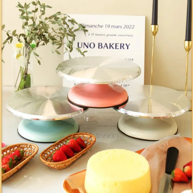 

10Inch Cake Rotating Tray Mounting Table Turntable Baking Tool Aluminum Alloy Birthday Pastry Turntable Flower Professional