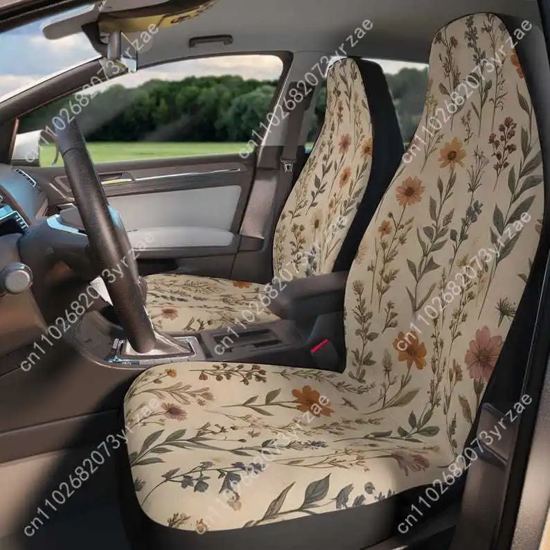 

Vintage Flat Pressed Flowers Car Seat Covers Universal Environmentally Friendly Interior Decorations Comfortable Car Seat Covers