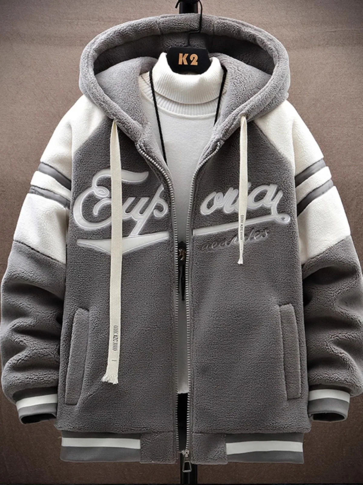 

Мужская теплая хлопковая куртка с капюшоном из вельвета, модная, повседневная, свободного кроя, на молнии, с эффектом вельвета с текстурой «песок»