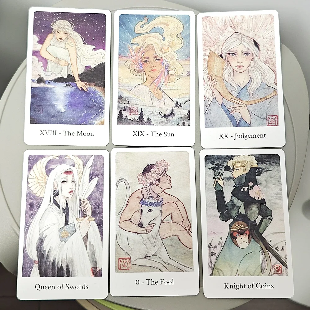 Botan Tarot Featuring Lush and Whimsical Watercolor Illustrations In Rigid Box 78 Pcs Japanese Tarot Cards 12*7cm