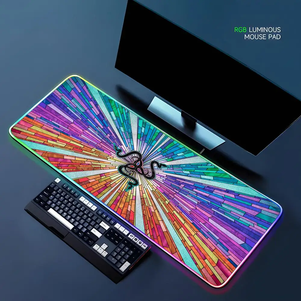 

Razer Abstract Colorful Mouse Pad RGB Gaming Mouse Pad Desk Mat HD Gamer Large LED Light XXL MousePads