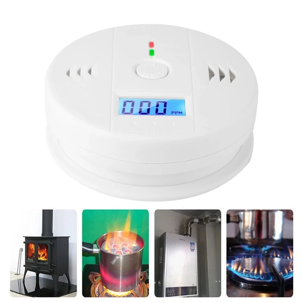Co Ppm Gas Alarm Sirene Alarm Koolmonoxide Detector 85dB Sound Lcd Indicator Veilig Sensor Home Security