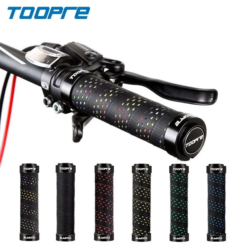 

TOOPRE Mountain Bike PU/EVA Non Slip Breathable Grip EIEIO Handlebar Bilateral Locking Grips With Plug 102g/Box Bicycle Parts