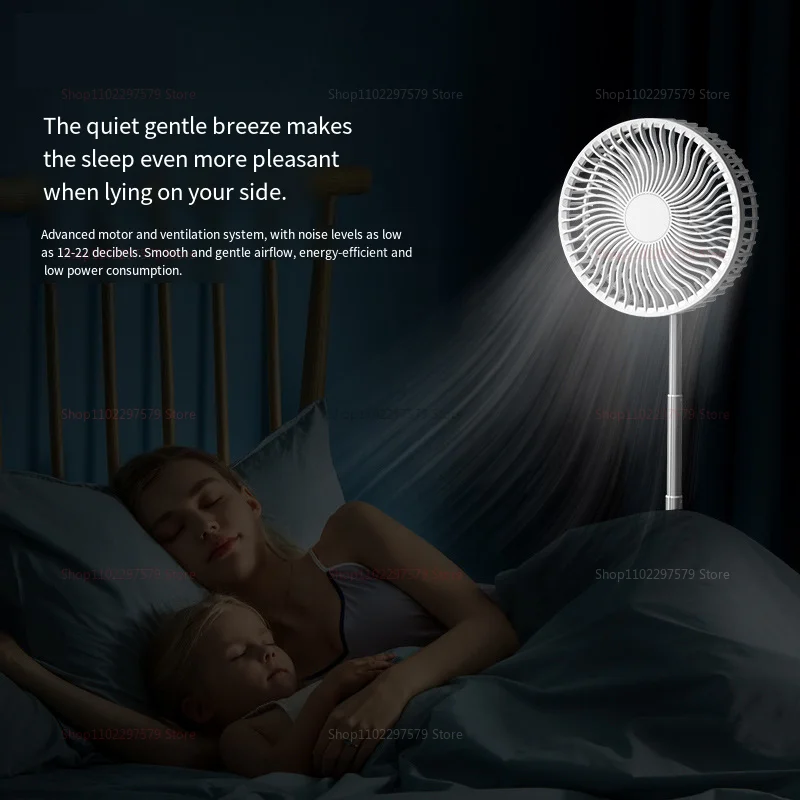 مروحة سطح المكتب تلسكوبية محمولة قابلة للطي USB قابلة لإعادة الشحن متعددة الوظائف في الهواء الطلق مبرد أرضية داخلي للتخييم في المكتب المنزلي