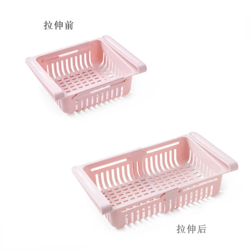 1Pcs Kitchen Organizer Fridge Storage Drawer Box Extendable Refrigerator Chest Shelf Home Storage Case Plastic Cabinet Shelves