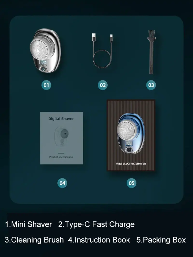 Mini navalha elétrica dos homens, USB recarregável, compacto, portátil, impermeável, viagens, doméstico