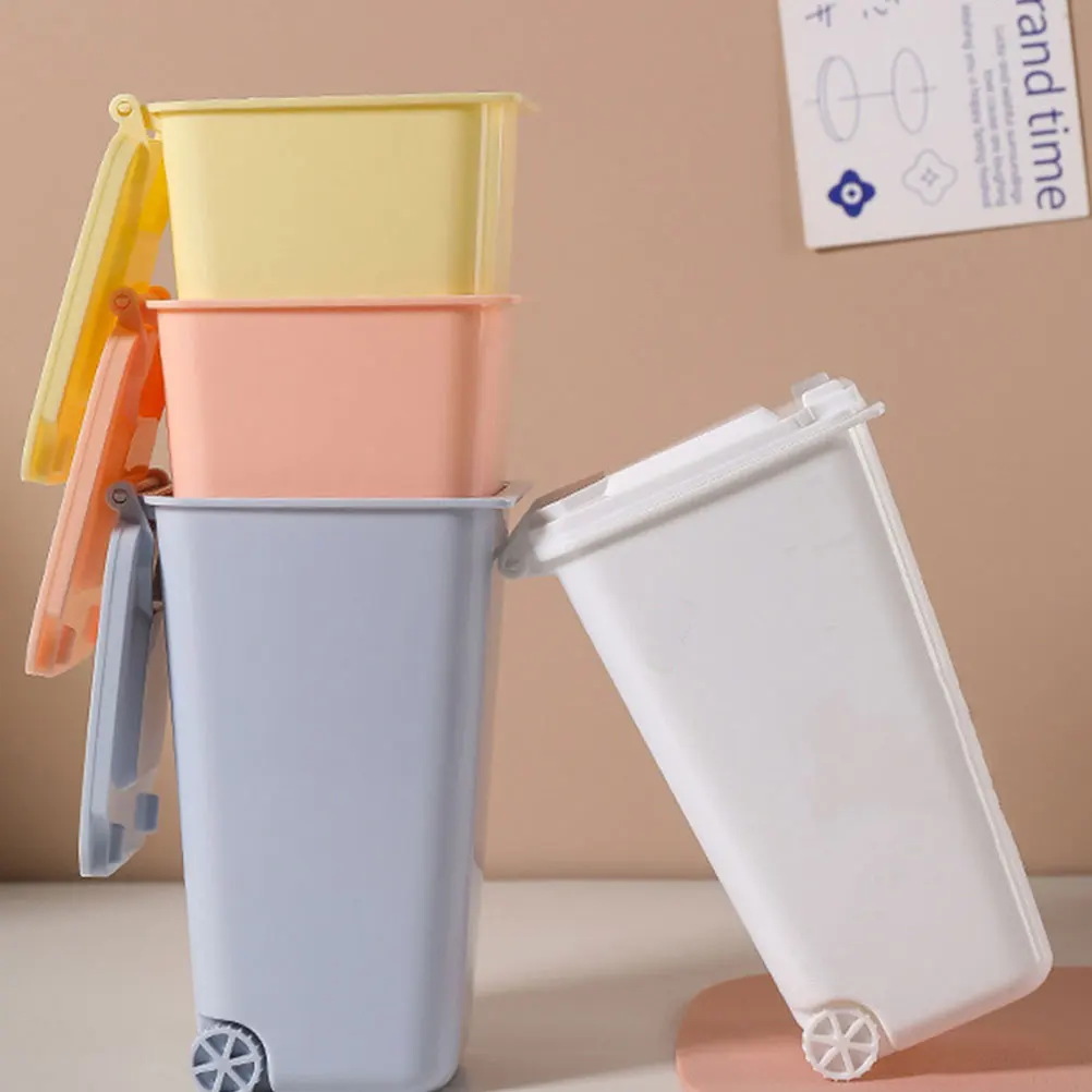 

4Pcs Desktop Trash Can Mini Trash Bin with Lid Multifunctional Organizer Storage for Home Office Mini Garbage Can